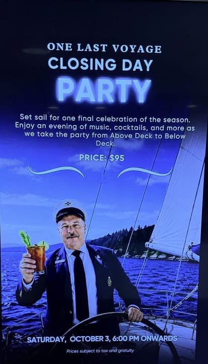 One Last Voyage — closing day party