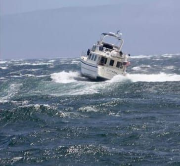 Juan de Fuca crossing — several hours of nasty water; normal when a 20-kt wind meets a turning current