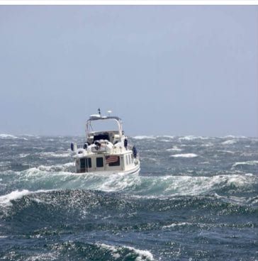 Juan de Fuca crossing — several hours of nasty water; normal when a 20-kt wind meets a turning current