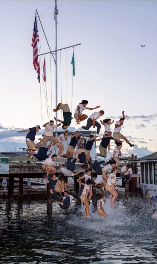 The annual Labor Day Marina Team Colors Plunge