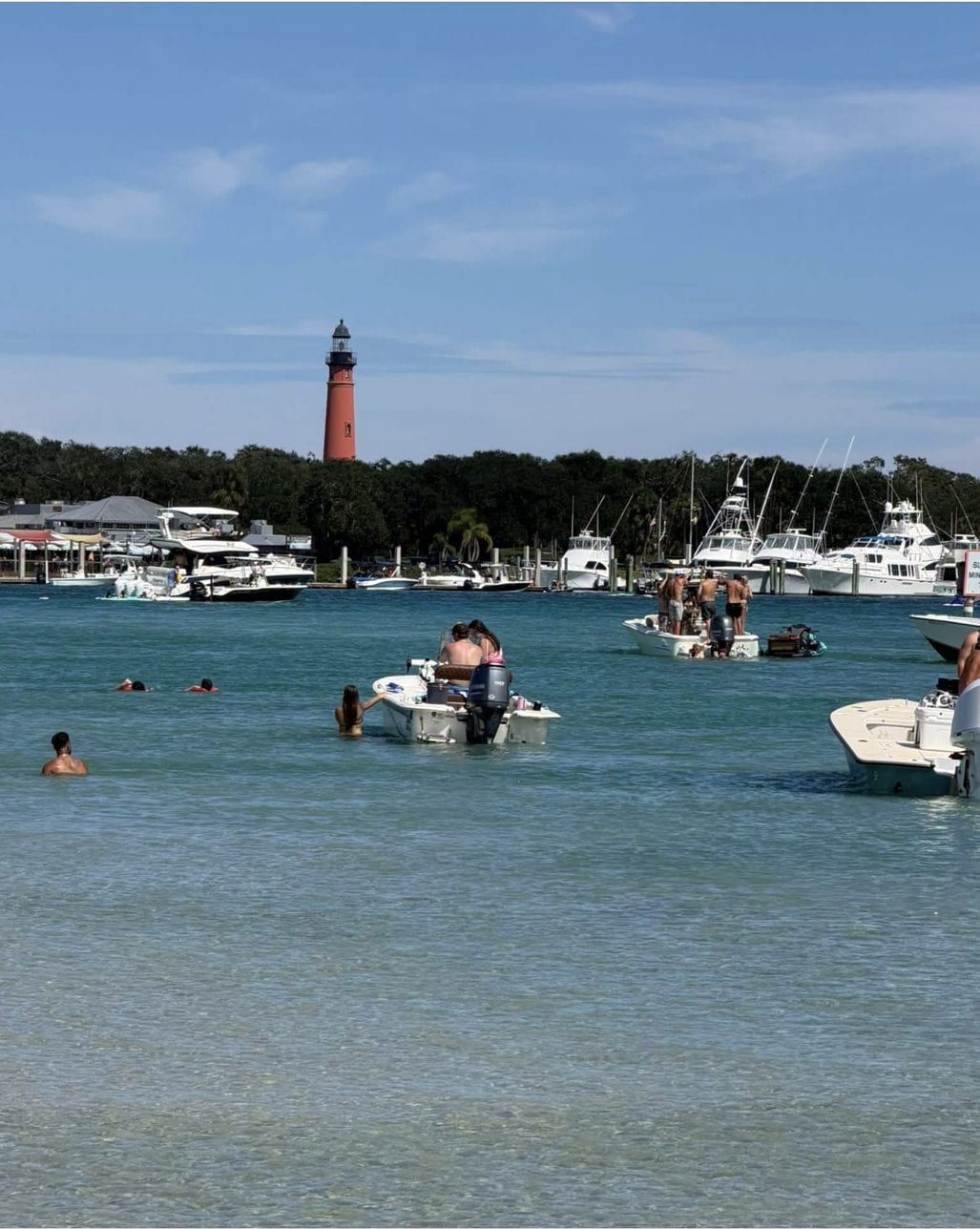 Ponce Inlet lighthouse from the sandbar at Tata Island