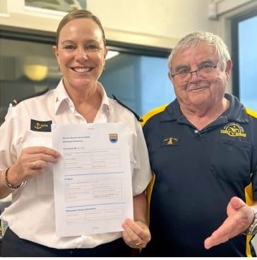 Volunteer Coast Guard: safety boat for the Caloundra ocean swimmers, then Emergency Services Day with the kids